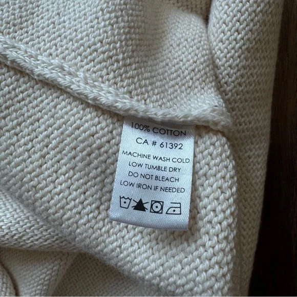 Shannon Passero Cotton White Pullover Knit Sweater Denim Pocket Minimalist - Picture 8 of 8